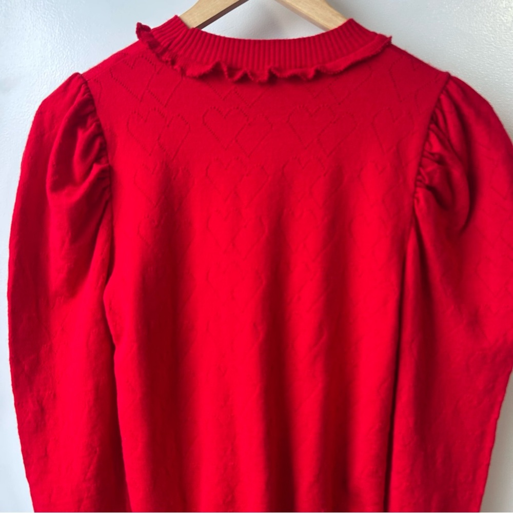 Nwt Rinascimento Puff Shoulder Heart Sweater Red